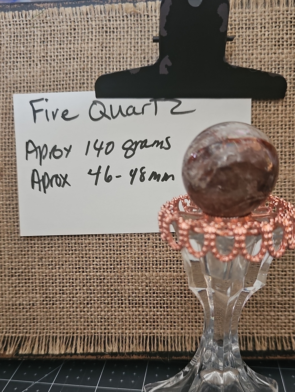 Round Five Quartz Sphere - Brown and White Crystal Orb(300k)